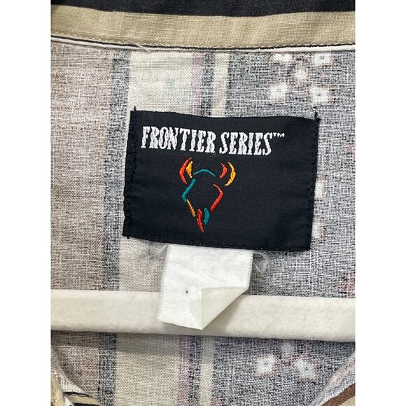 Frontier Series Western Shirt Size 2XL Vintage 90s Button Up Multi Stripe - Picture 3 of 6